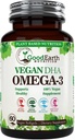 Algal Oil - Vegan DHA Omega 3 Fish Oil Συμπληρώματα - Brain Booster,Συμπλήρωμα & Προγεννητική Βιταμίνη -Παρέχει υγιή καρδιά & ανοσοποιητική υποστήριξη - Burpless Algae Συμπλήρωμα - 60 Mini Ψάρια Softgels