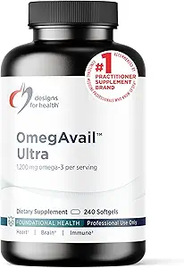 Designs for Health OmegAvail Ultra TG Fish Oil 1200mg - Triglyceride Form Omega 3 Fish Oil Supplement with DHA/EPA - No Fishy Aftertaste (240 Softgels)