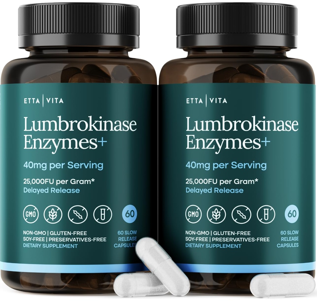 Έντονη Lumbrokinase Συμπλήρωμα (120 Servings) 40mg/Serving (Max Activity - 800.000 Units) - Lumbrokinase Enzymes Κάψουλες για την ενεργειακή υποστήριξη, την πέψη, τη γνώση & την υγεία των ούλων - Παρόμοια με Nattokinase