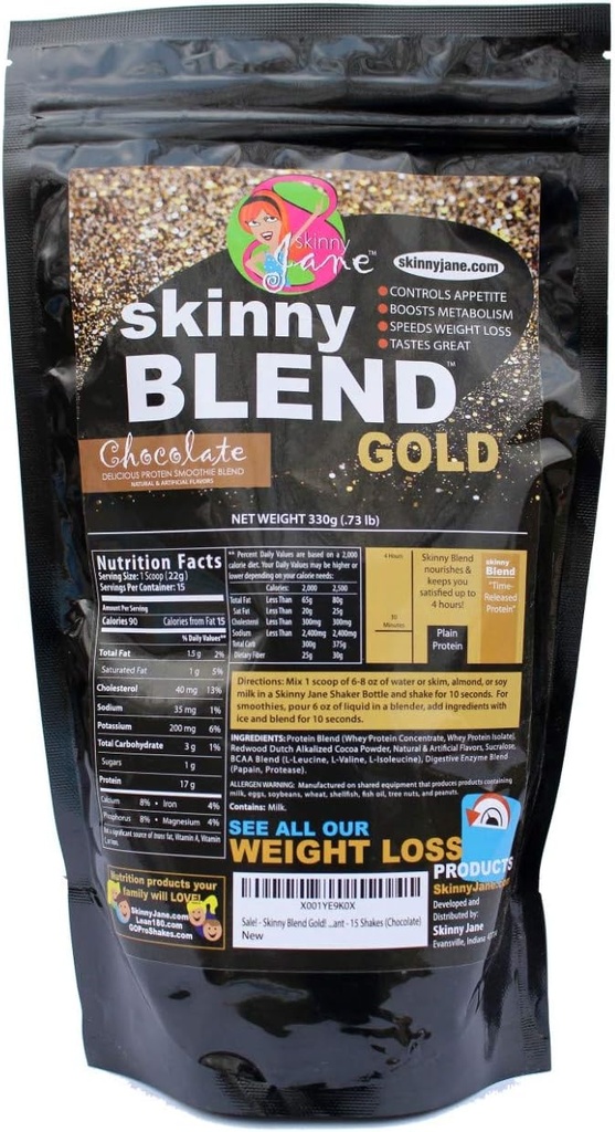 Skinny Blend Gold – Σοκολάτα πρωτεΐνη Shake για τις γυναίκες – χαμηλή ζάχαρη, χαμηλή υδατάνθρακες – Υποστηρίζει το μεταβολισμό και την ενέργεια – 15 εξυπηρετούν