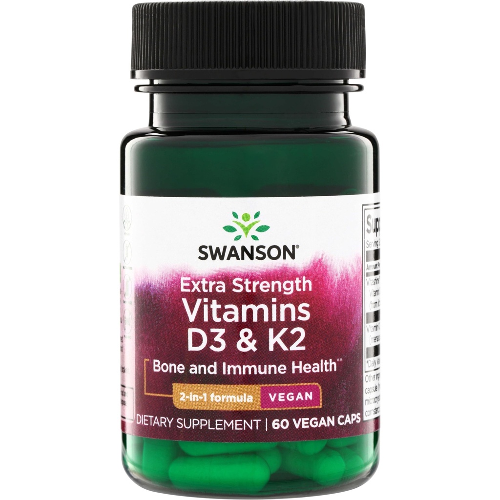 Swanson Extra Strength D3 & K2-5,000 Iu & 100 mcg 60 Veg Caps