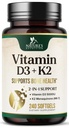 Vitamin D3 5000 IU 125mcg Per Serving - Extra Strength Vitamins D K2 2-in-1 for Bone, Heart, & Muscle Support - Immune Support & Calcium Absorption with Olive Oil - Non-GMO USA Bottled - 240 Softgels