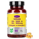 FAMILI+ 90 Days Vegan Vitamin D3 5000IU +K2 900Mcg Softgel with Coconut MCT Oil | 5000IU Plant Source Vitamin D3+750Mcg MK4+150Mcg MK7 | Broad Spectrum K2| Bone Muscel Teeth Overall Health|100% Vegan