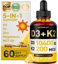 Venture Pal 5-in-1 Vitamin D3 10000 IU & K2 as MK-7 200mcg with Magnesium, MCT Oil, Zinc, Sugar-Free Vitamin D Liquid |Maximum Absorption for Bone, Mood & Immune Health - 2 FL OZ, 66 Days