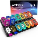 Ekstra Büyük Haftalık Pill Organizer 2 Times A Day - Airtight Pill Box 7 Day - Am Pm Vitamin Case - Tıp Konteyner İki Hafta Tamamlayıcı Günlük İlaç Depolama XL Med Two Sort