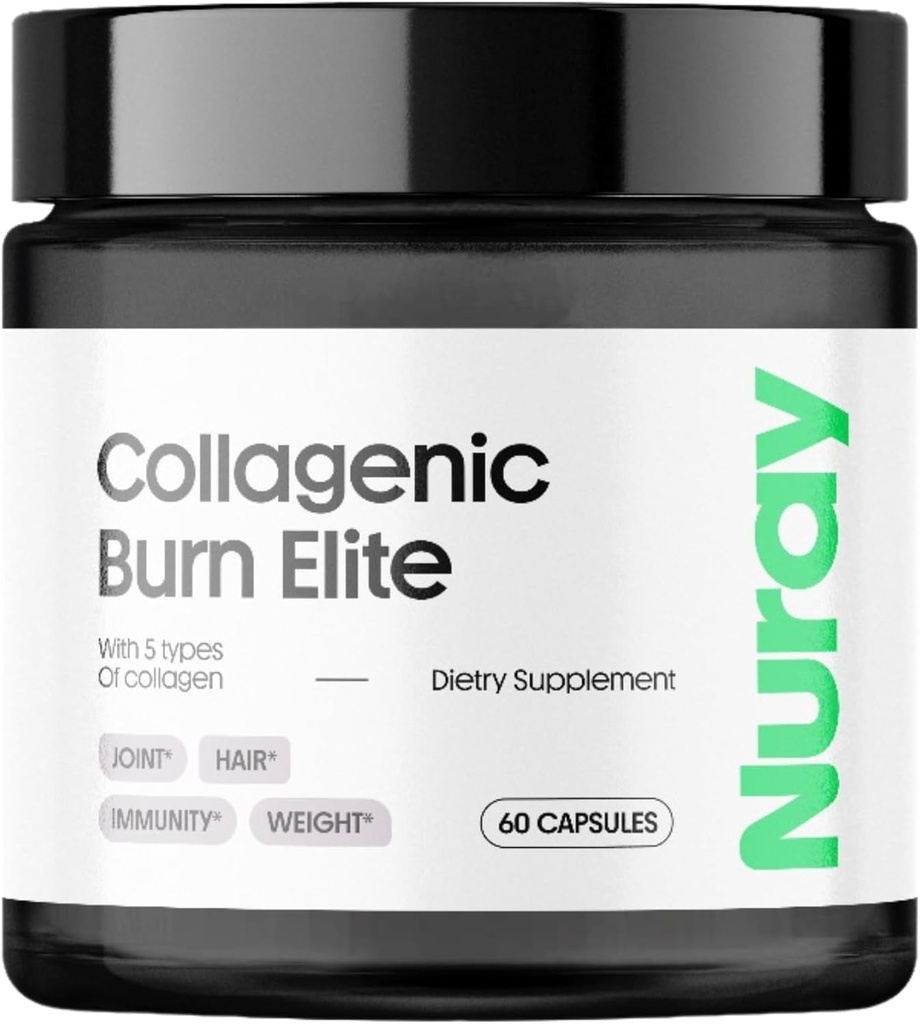 Nuray Collagenic Burn Elite with Green Tea - Collagen Burn- 60 Capsules | Collagen Burn with 5 Collagen for Health Saç, Skin, Nails, Ortaklar, Metabolism Boost & Energy