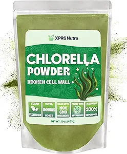 XPRS Nutra Organic Chlorella Powder - Broken Cell Wall Chlorophyll Powder - Chlorella Organic Powder for Immunity - Vegan Friendly Chlorella Powder Organic for Complete Protein (16 Ounce)