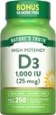 Nature's Truth D3 1000 IU | 250 Softgels | Essential Vitamin D | Non-GMO & Gluten Free Supplement Supplement