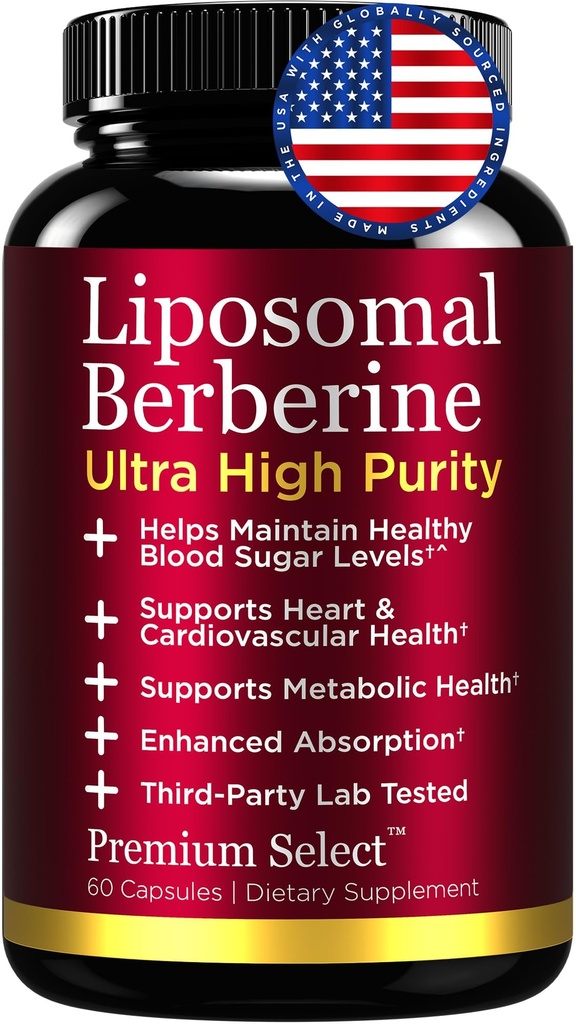 Liposomal Berberine HCL Capsules Supplement for Men and Women - 60 Capsules, 30 Servings - Third Party Tested, Made in USA