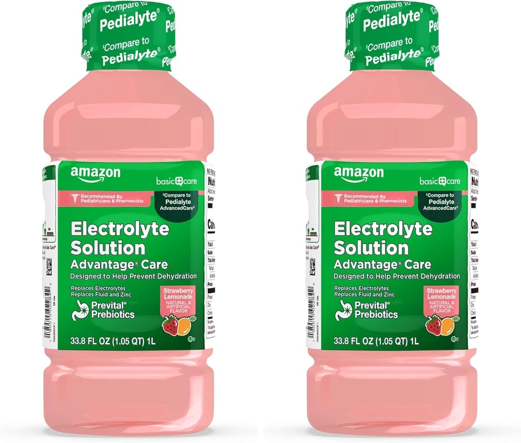 Temel Bakım Avantajı Prevital Prebiyotiks, Strawberry Lemonade, Hydration Drink, Replenish Electrolytes, Akış & çinko, 33.8 Fl Oz (Pack of 2)