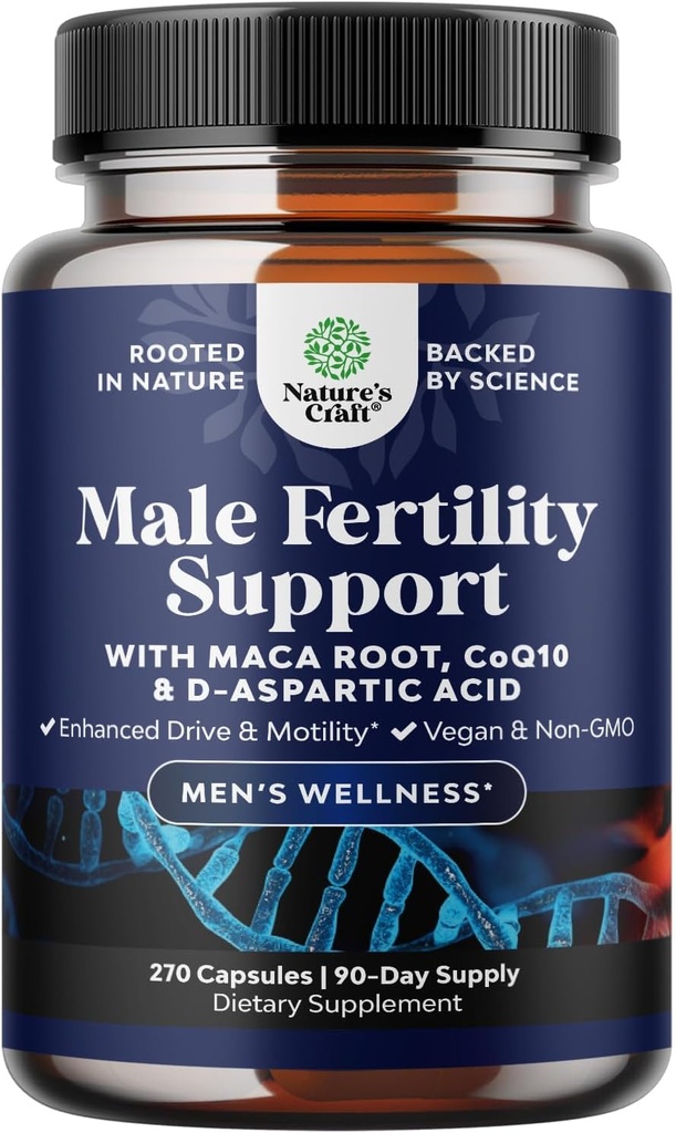 Pre Conception Ανδρικό συμπλήρωμα γονιμότητας - Semen Volume Booster με CoQ10, Maca Root, μεθύλιο Folate & D-ασπαρτικό οξύ - Mens Fertility Supplement for Sperm Motility - Conception for Him, 90 Days