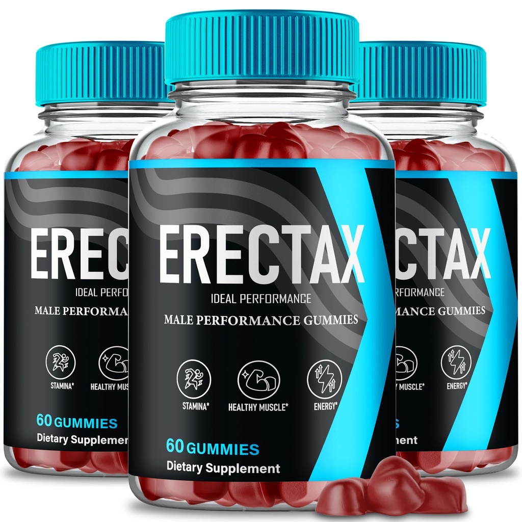 Erectax Gummies, Official Erectax Supplement Gummy for Men - Maximum Strength Performance, All Natural Support for Overall Health & Wellness, Advanced Erectax Health Reviews (3 Pack)