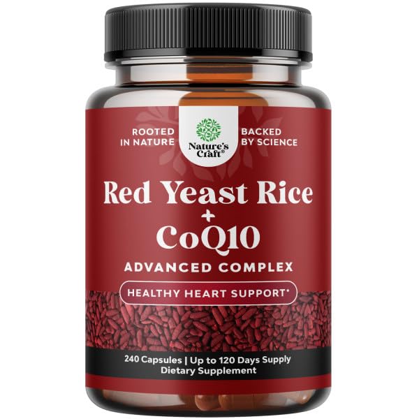 CoQ10 Supplement ile Red Yeast Rice - Gelişmiş Sağlıklı Kalp ve Sağlıklı Kolesterol Seviyeleri Erkekler ve Kadınlar için Formula - En Az Pirinç ile Ekstra Güç Kapsülü, CoQ1308 Count Capsules
