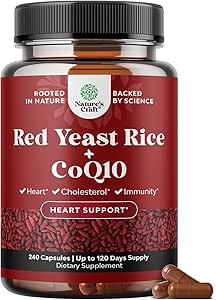 Red Yeast Rice with CoQ10 Supplement - Advanced Healthy Heart & Healthy Cholesterol Levels Formula for Men & Women - Extra Strength Capsule with Red Yeast Rice 1200 mg Capsles with CoQ10-240 Count