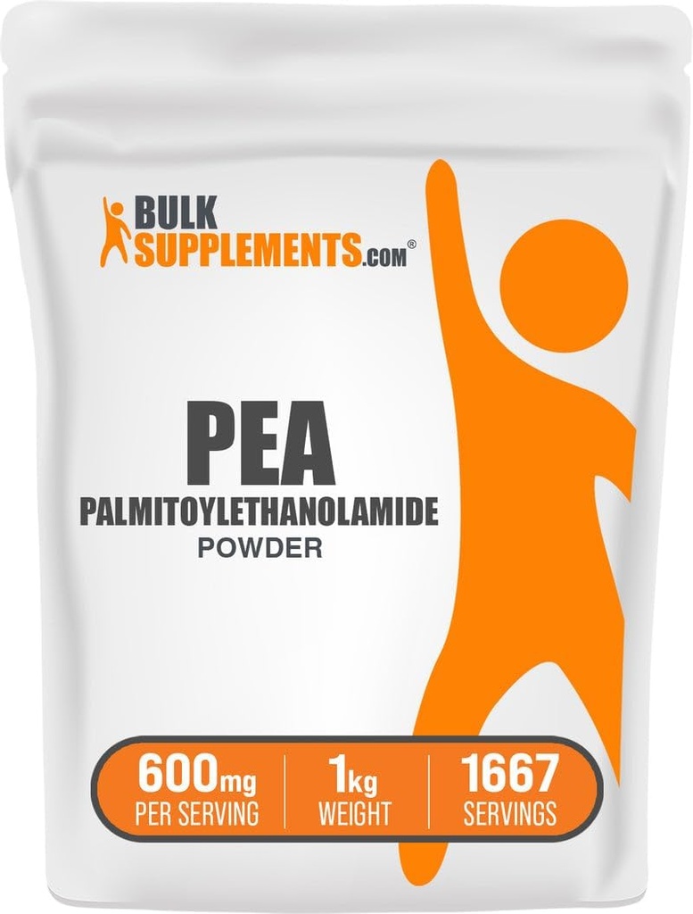 BulkSupplements.com Παλμιτοϋλοαιθανολαμίδιο σε σκόνη - Συμπλήρωμα μπιζελιού, Παλμιτοϋλοαιθανολαμίδιο για υποστήριξη Impmune - Χωρίς γλουτένη, 600mg ανά σερβίροντας, 1kg (2,2 lbs) (Συσκευασία των 1)