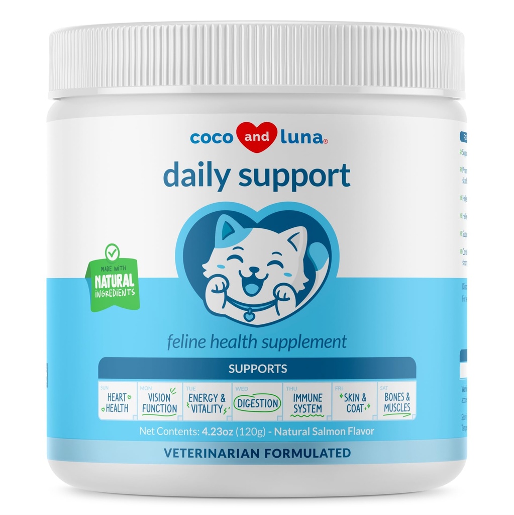 Cats için Multivitamin - 4oz Toz - L-Lysine, Taurin ve Spirulina Immune Support and Eye Health - Fish Oil & Vitamins for Skin and Heart Health. (For Cats)