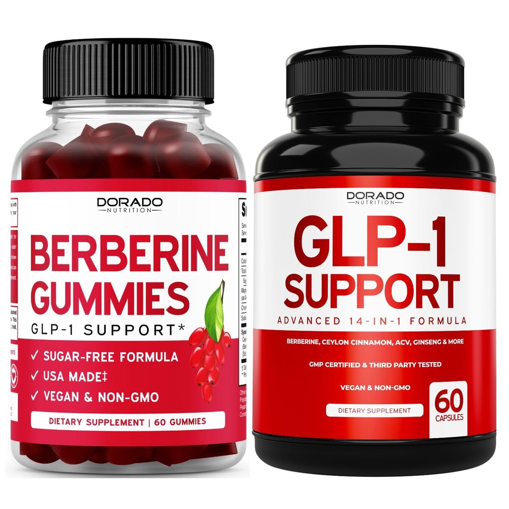 Berberine HCL Supplement (60 Capsules) Premium Gut Health Support for Adults and GLP-1 Supplement (60 Count) 14 in 1 Formula for Support Gut Health & Metabolism - Third Party Tested, Vegan & USA Made
