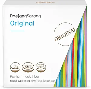 Gut Relief (30 Sticks) - Psyllium Husk 8,500 mg, Daejang Sarang Original. Digestive Health & Constipation için diyetsel Fiber Supplement, Bloating Relief.