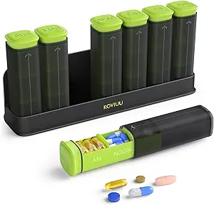 Haftalık Pill Organizer 3X bir Gün, Detachable Pill Box 7 Gün, Büyük 3 Times Günlük Pill Vakası, Seyahat Pill Konteynerleri, Hafta İlaçları Vitamin Tamam Tıp için Pillbox, Green