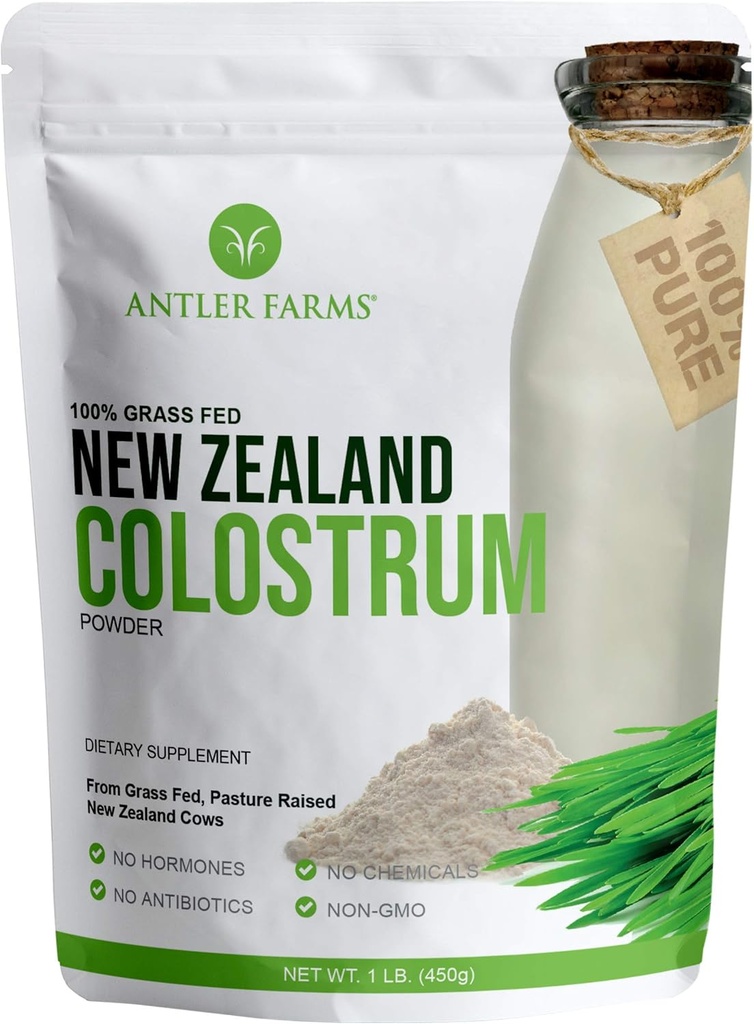 Antler Farms% 100 Pure New Zealand Colostrum, 30 Hizmet, 1 lb - Grass Fed, Pasture Yükseltilmiş, Temiz Kaynaklandı, Soğuk Süreç Edildi, Undiled, High IgG Content