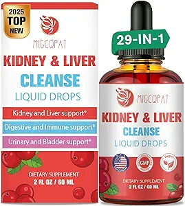 Kidney ve Liver Cleanse Detox & Drop Tamirs, Cranberry and Milk Butle Supplement with Artichoke, Astragalus, Horsetail – Natural Herbal for Liver, Kidney, Urinary Tract, Bladder, 60 ml