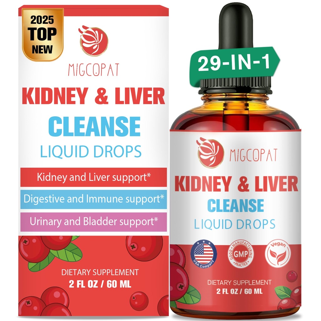 Kidney ve Liver Cleanse Detox & Drop Tamirs, Cranberry and Milk Butle Supplement with Artichoke, Astragalus, Horsetail – Natural Herbal for Liver, Kidney, Urinary Tract, Bladder, 60 ml