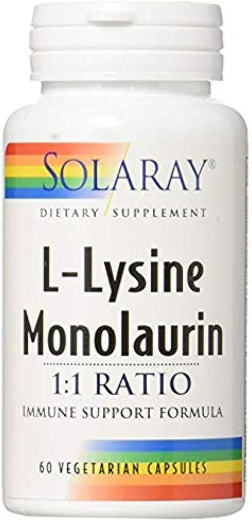 Solaray L-Lysine Monolaurin 1:1 Oran, 60 Capsules (2 Pack)