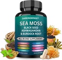 Sea Moss Advanced - Sea Moss 3000 mg Black Seed Oil 2000mg Ashwagandha 1000MG Bladderwrack 1000 mg Burdock 1000 mg & Vitamin C Vitamin D3 For Skin Hair Supplements |Man & Women / 30 Days Supply Capsules