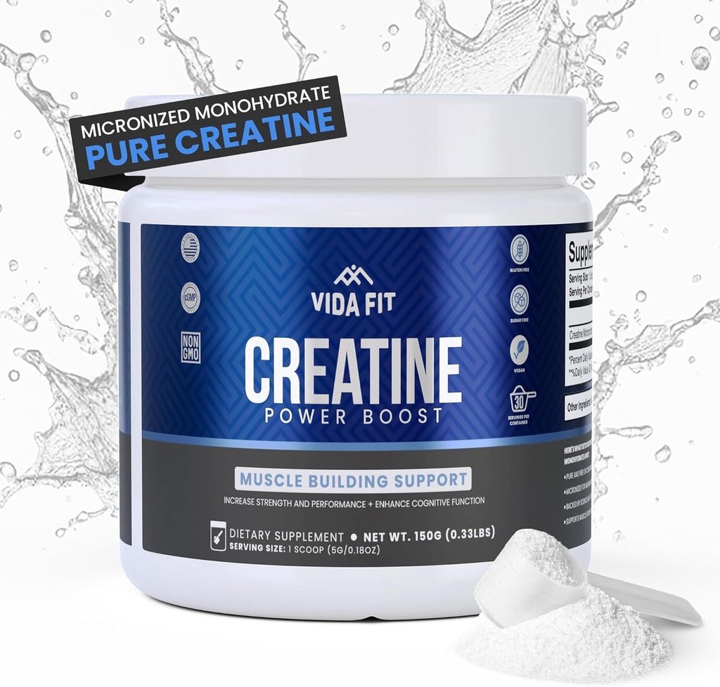 Mikronized Tinatine Monohidrat Toz, Vegantine Toz Unflavoured, Men için Supplements, Pure Workout Essentials for Women, NSF Sertifikalı (150g) (5g Per Serv) (30 Hizmet) - Vida Fit Fit Fit Fit Fit