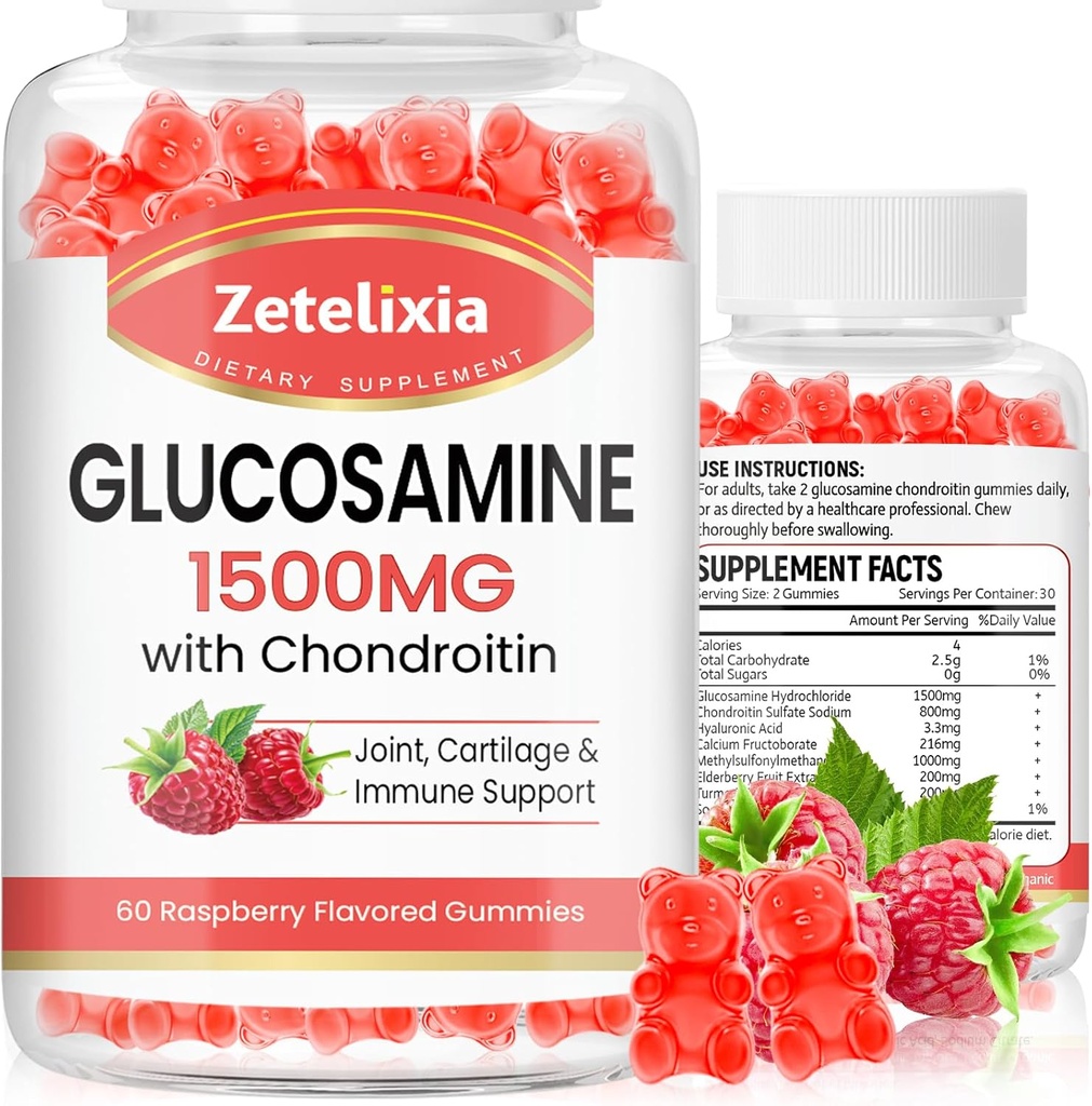 2 Pack Glucosamine Chondroitin Gummies, Glucosamine Chondroitin with MSM, Elderberry, Turmeric - Ortak Destek Supplement for Yetişkinler, Men & Women, 120 Count