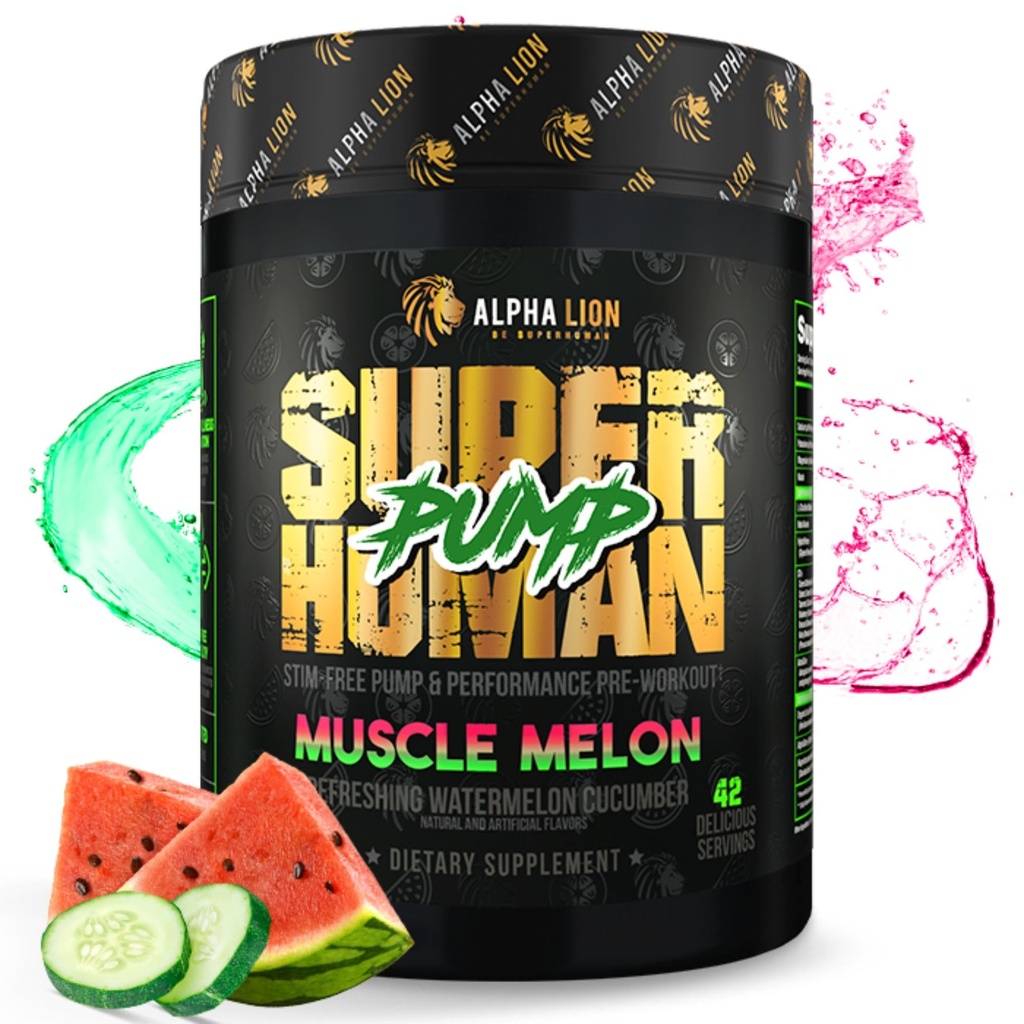 ALPHA LION Superhuman Pump Pre Workout Toz, Caffeine Free & Stim Free Preworkout Supplement, Nitrik Hoffman, Muscle Winer, Energy & Focus (42 Hizmetler, Kas Melon Flavor)
