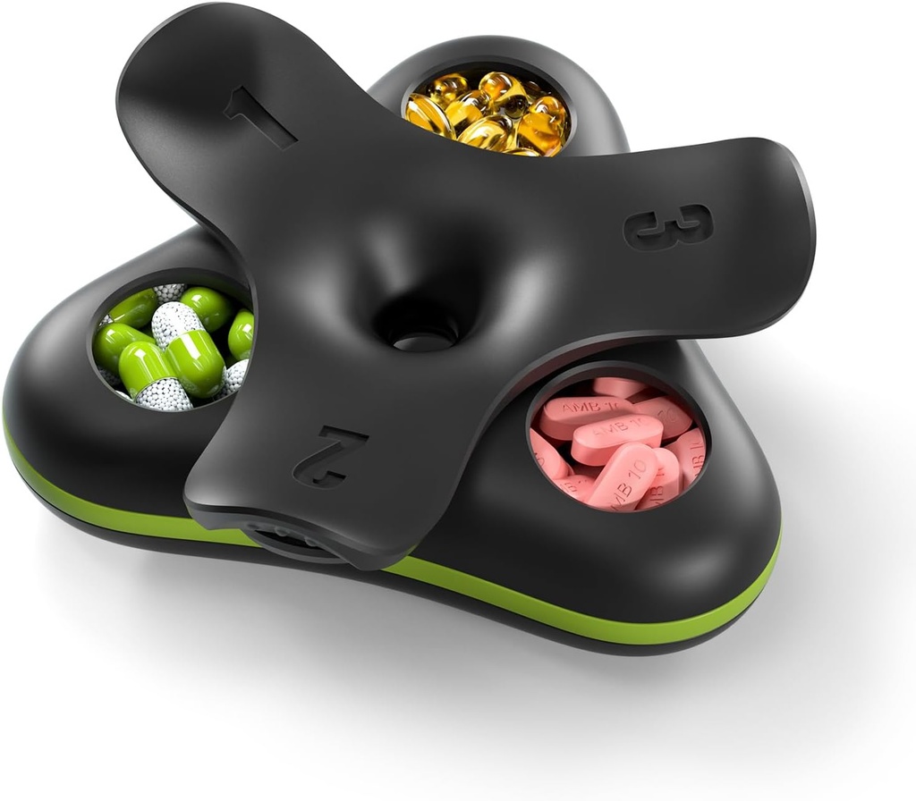 Günlük Pill Box Organizer 3 Zaman Bir Gün Seyahat Küçük Pill Vakası, 3 Karşılaştırmalı Kombine Pill Konteyner, Portreatif Pilleçleri, Tıp, Tamam, Fish Oil, Black Pill Case,