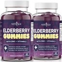 NEW AGE (2-Pack) Yetişkinler Çocuklar için C, çinko, Propolis - Sambucus Black Elder Gummy Ekstraksiyon - Gluten Free & Vegetarian - 120 Gummies