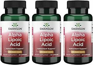 Swanson Alpha Lipoic Asit - Doğal Supplement Sağlıklı Kan basıncı Seviyelerini Destekliyor - Karbohidrat Metabolism - (60 Capsules, 600 mg each) (3 Pack)