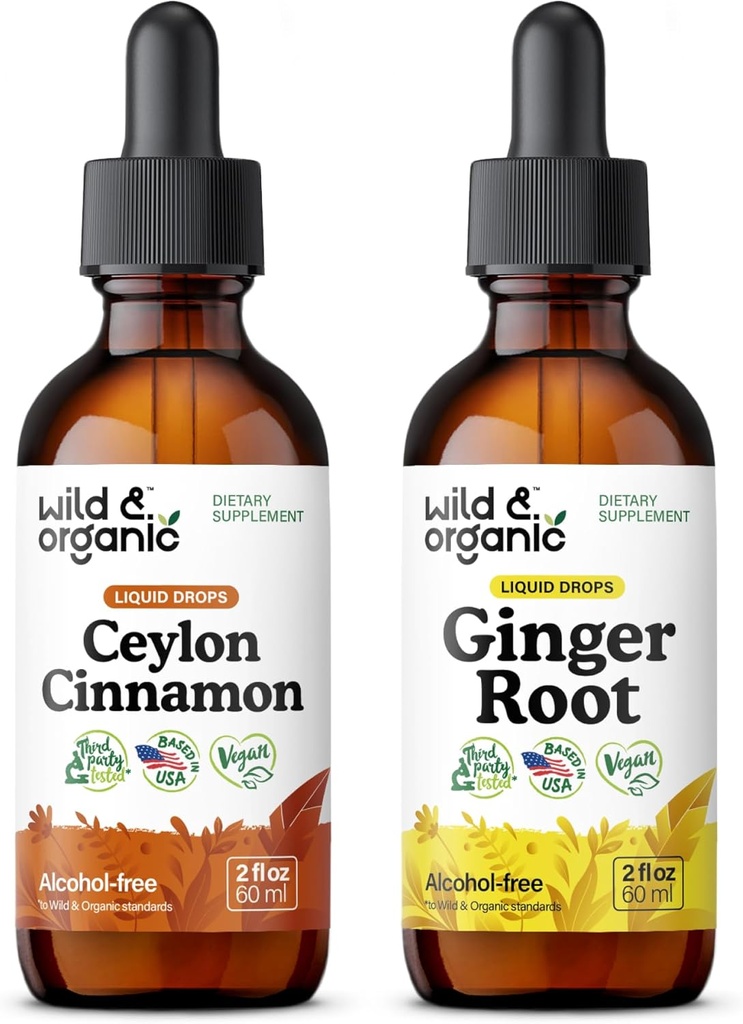 Άγρια & οργανικά Κεϋλάνη Κανέλα Βάμμα 2 fl oz & Ginger Ρίζα Βάμμα 2 fl oz