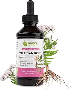 Maxx Herb Valerian Root Extract - Max Strength, Liquid Valerian Root Απορροφήσεις Καλύτερα από κάψουλες, για χαλάρωση και ξεκούραστο ύπνο, χωρίς αλκοόλ - 4 Oz μπουκάλι (60 εξυπηρετούν)