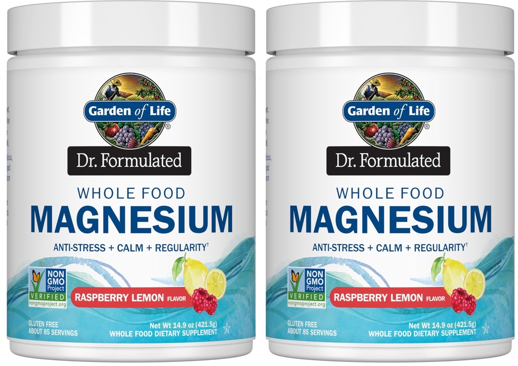 Garden of Life Dr. Formulated,Whole Food Magnesium,Raspberry Lemon,14.9 oz (421.5 g),(Pack of 2)