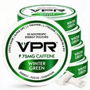 VPR 75MG Caffeine Nootropic Pouches | 20 Count Energy Pouches with Lion's Mane, Alpha-GPC, Vitamin B6 & B12, L-Theanine, and L-Tyrosine | Naturally Flavored Focus Pouches with No Sugar (Wintergreen)