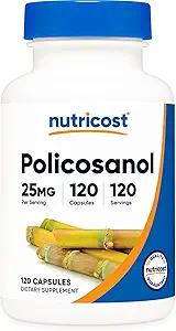 Nutricost Policosanol 25mg, 120 Capsules - Gluten Free, Non-GMO ve Vegetarian Friendly