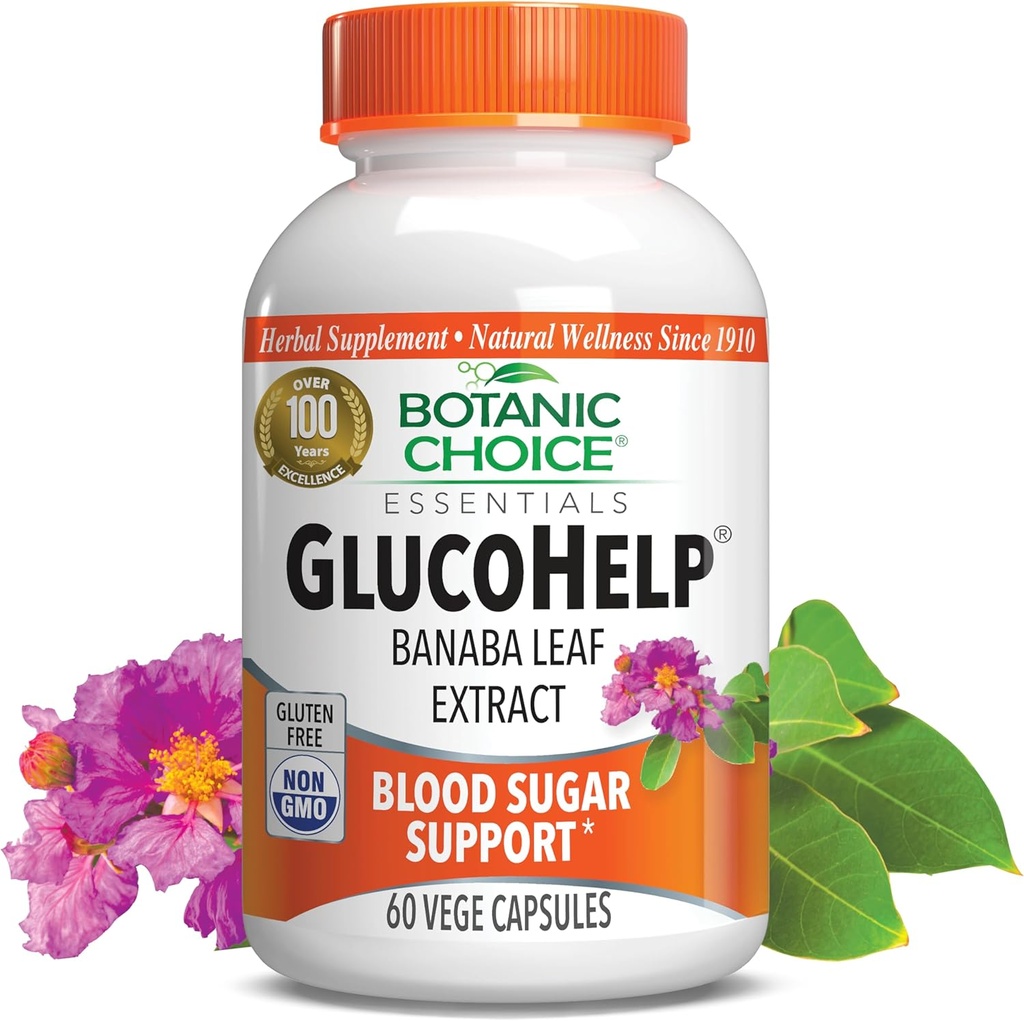 Botanic Choice Gluco Banaba Leaf Extract-Gluten Free, Non-GMO for Men & Women, 60 Capsules