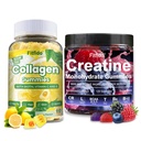 Creatine Monohydrate Gummies 8000mg + Collagen Gummies – Support for Thick Hair, Strong Nails & Healthy Skin – Vegan, Sugar Free, 2-Pack Supplement Bundle