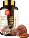 Japon Reishi Mushroom Supplement 800mg with Reishi Mushroom Extract 500 mg & Shell-Broken Sporları 200 mg,Organic Mushroom Capsules for Immune System - Real Fruiting Body (Pack of 1)