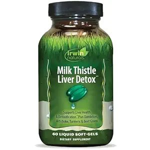 Irwin Naturals Milk Butle Liver Detox - 60 Sıvı Soft-Gels, Dandelion, Artichoke, Turmeric & Green Beet Root - 30 Toplam Hizmetler