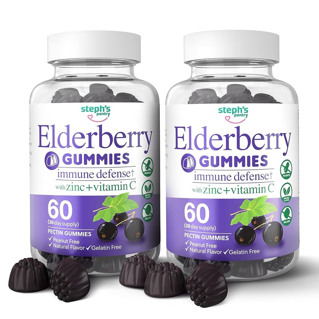 C ve çinko Vitamini ile Yaşlı Gummies - Immune ATM Elderberry Gummies For Yetişkinler ve Çocuklar için - Vegan Doğal Malzemeler Savunma Antioksi Desteği ile Çokvitaminler (120 Gummies)