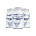 Research Verified Magnesium Complex - Brain, Muscle and Nerve Support - Magnesium Bisglycinate, Malate, Citrate, and Oxide - Bioperine - Vegan - 60 Capsules - Pack of 3