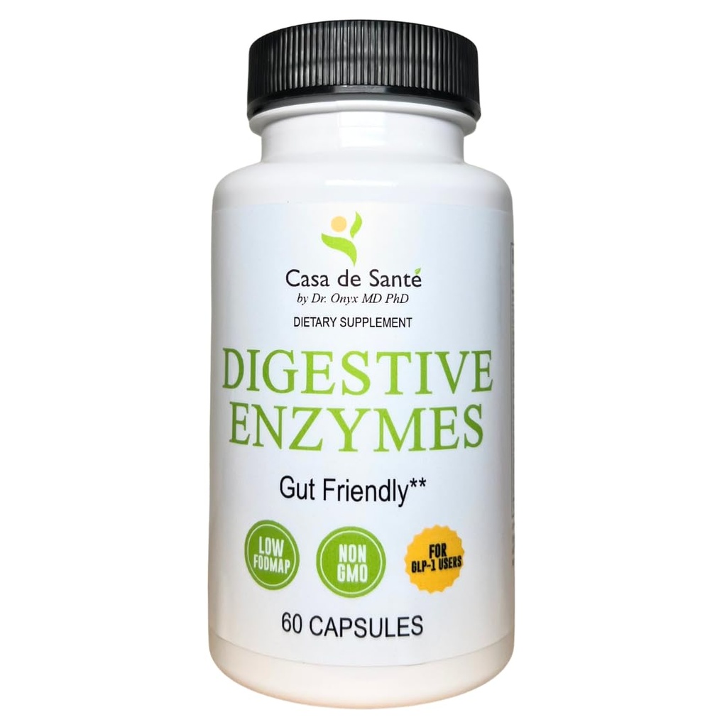 Casa de Sante FODMAP Digestive Enzymes, No High Inulin, Keto Carnivore Intolerance Support, 18 Multi Enzyme Amylase Bromelain Lipase Lactase Protease Papain Alpha galactosidase, More - No GMO
