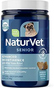 NaturVet Senior Advanced Incontinence Dog Supplement – Βοηθά τον έλεγχο της ουροδόχου κύνας υποστήριξης, κανονική ούρηση – Περιλαμβάνει συνεργιστικό μείγμα της Βοτανικής – 60 Ct. Μαλακά μάσημα