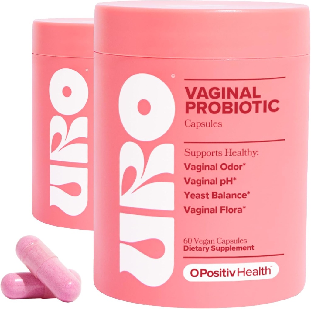 O Positiv URO Vaginal Probiyotiks for Women pH Balance with Prebiyotiks & Lactobacillus Probiyotik - Vaginal Health Supplement - Sağlıklı Vaginal Odor & Vaginal Flora, 60 Kont (Pack of 2)