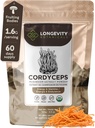 Longevity Botanicals Organic Cordyceps Mushroom Extract Toz 100g | Mekanik 10:1 Karşılaştırma | 100 Meyveli Bodies | Cordyceps Militaris Natural Supplement for Energy, Stamina & Respiratory Support