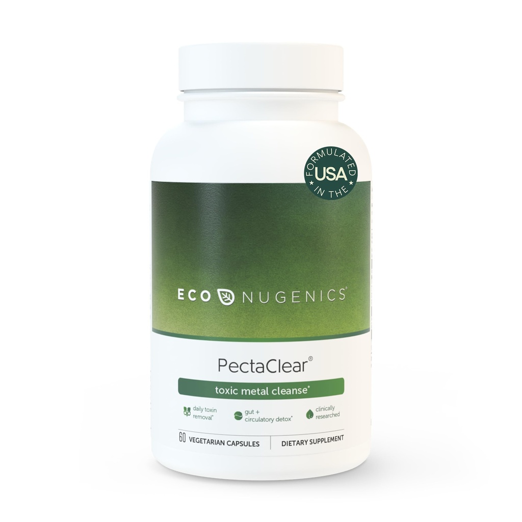 EcoNugenics PectaClear Detox Supplement for Toxic Metal Cleanse - Doğal ve Güvenli bir şekilde Gut, Liver & Kidney Detox & Tamir - Enerji ile Yardım, Kilo, Hormon Dengesi - 60 Capsules